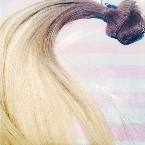 16” STRAIGHT BROWN-ASH BLONDE 7 PIECE CLIP IN EXTENTIONS - Picture 10 of 12